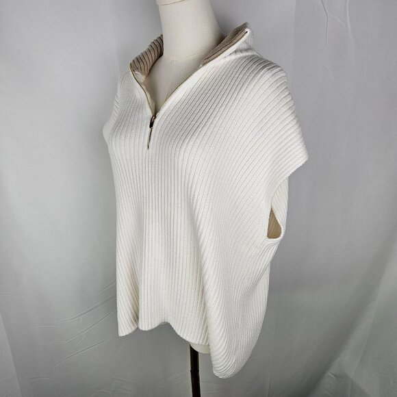 Haven Well Within Organic Cotton Sleeveless Rib Knit Half-Zip Sweater XL White - Picture 5 of 10